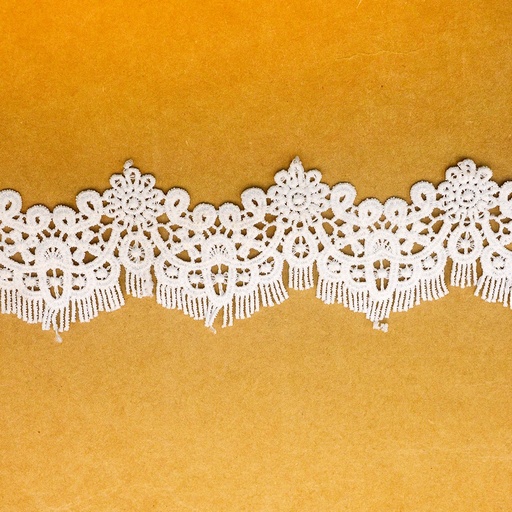 [D12926 WHITE] Double Side Border Shuttle Lace