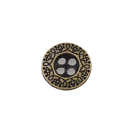 [MBT463 ANTIQUE BRASS] Scrollwork Border 4 Hole Metal Button