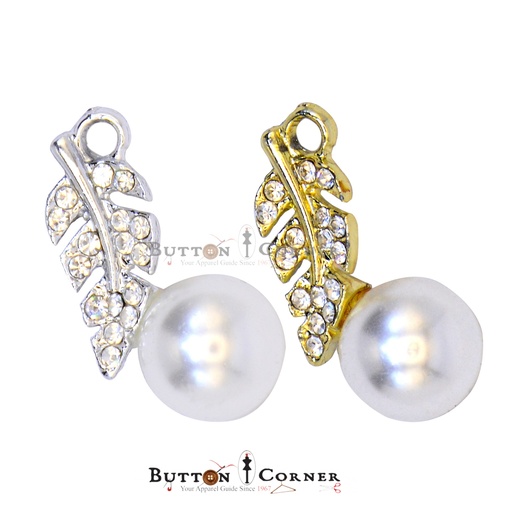 Leaf Shape Pearl Fancy Button