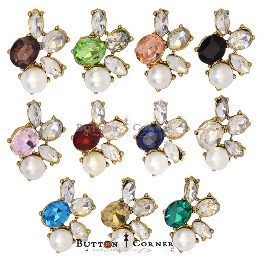 Pearl & Crystal Fancy Button