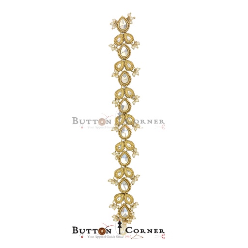 [FA682 CRYSTAL GOLD] Fancy Kundan & Pearl Button Patti
