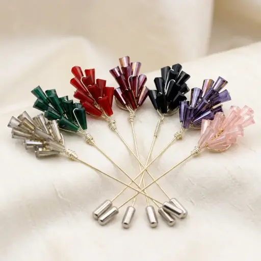 Covered Shape Crystals Lapel Pin