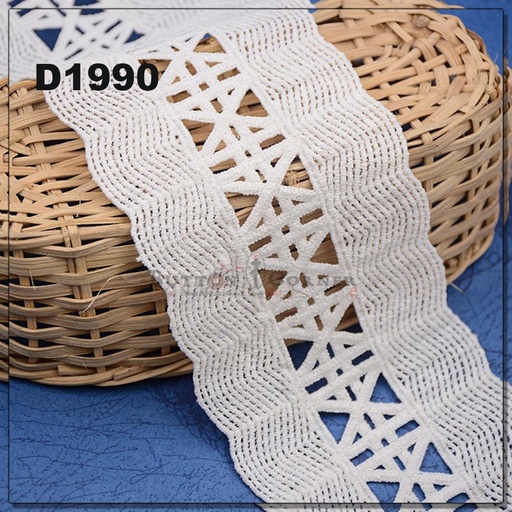 [D1990-WHITE] Shuttle Double Side Border Lace
