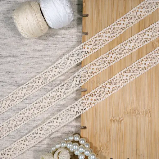 [CRL144 BEIGE] Double Side Border Crochet Lace