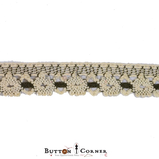 [CRL207 OW GREEN] One Side Border Crochet Lace