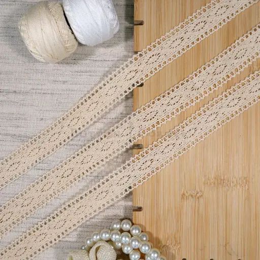[CRL208 BEIGE] Double Side Border Crochet Lace