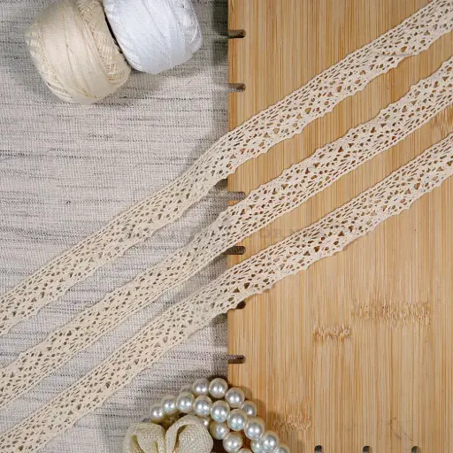[CRL218 BEIGE] One Side Border Crochet Lace