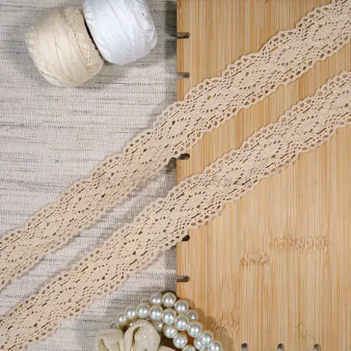 [CRL232 BEIGE] Double Side Border Crochet Lace
