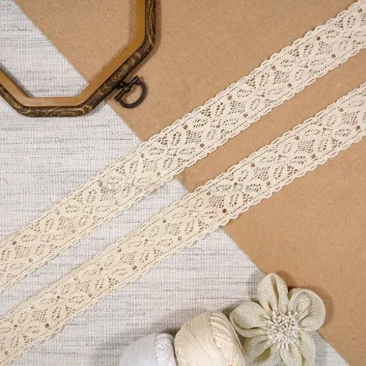 [CRL233 BEIGE] Double Side Border Crochet Lace