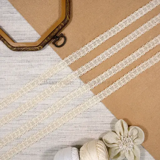 [CRL238 BEIGE] Double Side Border Crochet Lace