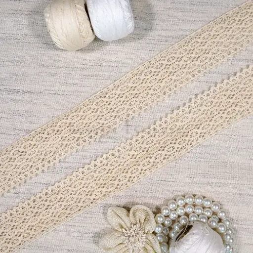 [CRL246 BEIGE] One Side Border Crochet Lace