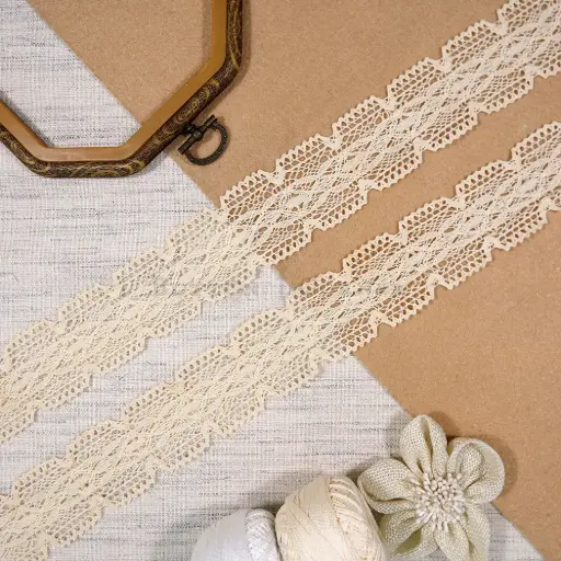 [CRL257 CREAM] Double Side Border Crochet Lace