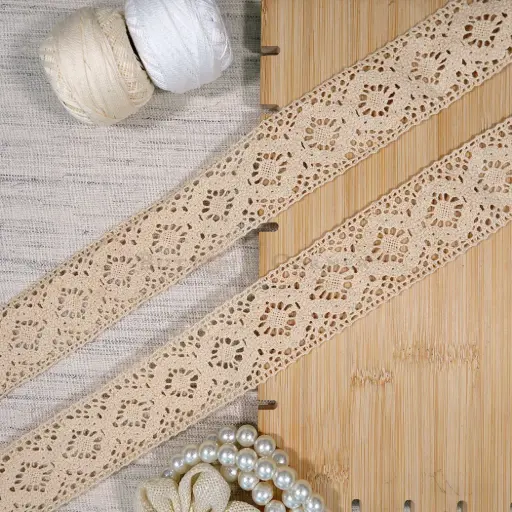 [CRL260 BEIGE] Double Side Border Crochet Lace