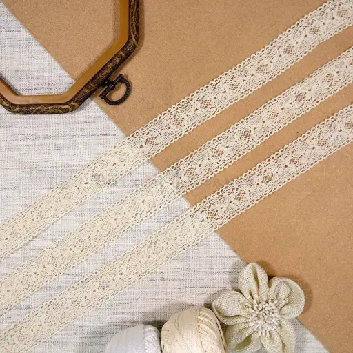 [CRL263 CREAM] Double Side Border Crochet Lace