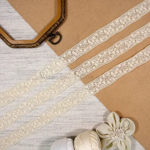 [CRL266 CREAM] Double Side Border Crochet Lace