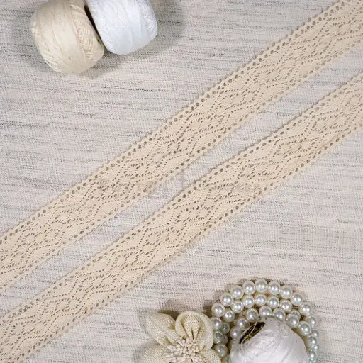 [CRL267 CREAM] Double Side Border Crochet Lace