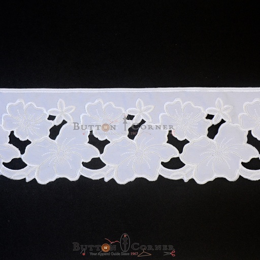 [CL049 WHITE] One Side Border Cotton Lace