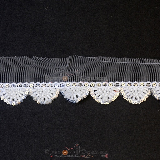 Fancy Glass Beads Sequence Lace