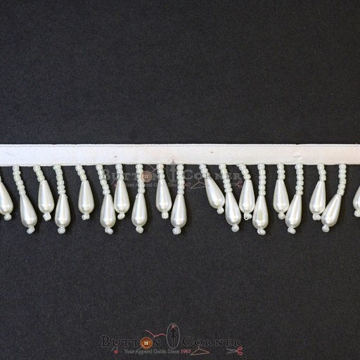 [PRL60 PEARLY WHITE] Fancy Glass Beads Pearl Hanging Lace