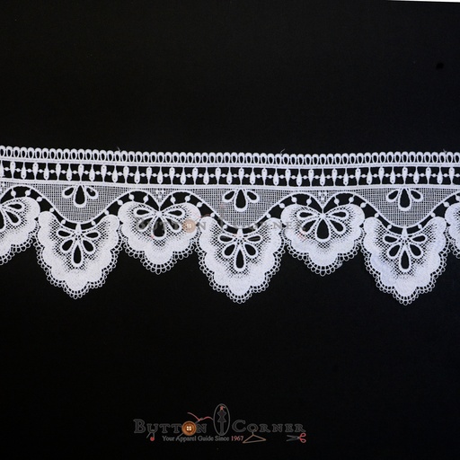 [19146-8 WHITE] One Side Border Shuttle Lace