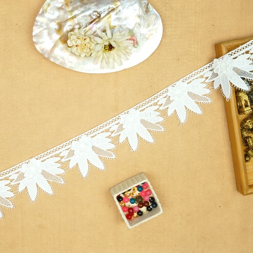 [19448T6 WHITE] One Side Border Shuttle Lace