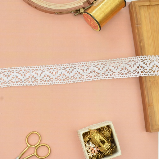 [CRL295 WHITE] Double Side Border Crochet Lace