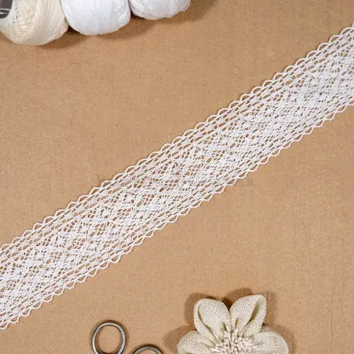 [CRL312 WHITE] Double Side Border Crochet Lace