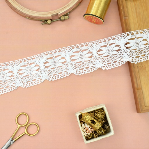 [CRL318 WHITE] One Side Border Crochet Lace