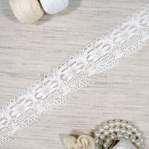 [CRL318 WHITE] One Side Border Crochet Lace