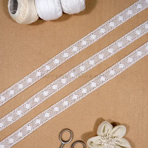 [CRL339 WHITE] Double Side Border Crochet Lace