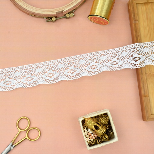 [CRL348 WHITE] One Side Border Crochet Lace