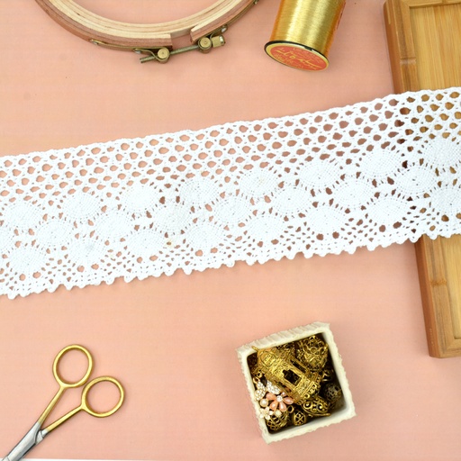 [CRL350 WHITE] One Side Border Crochet Lace