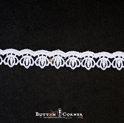 [D11863 WHITE] One Side Border Shuttle Lace