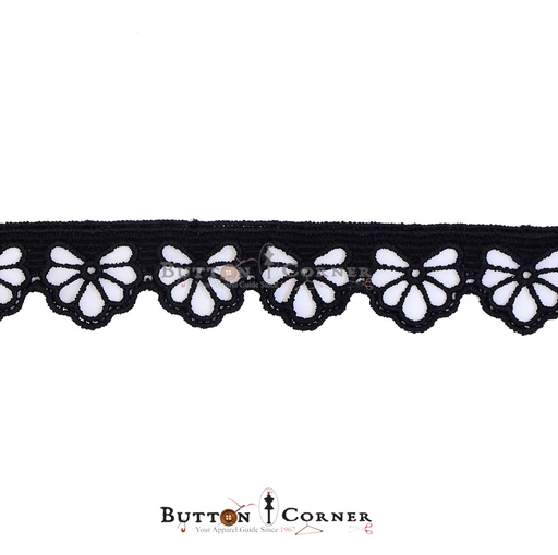 [D13277 BLACK] One Side Border Shuttle Lace