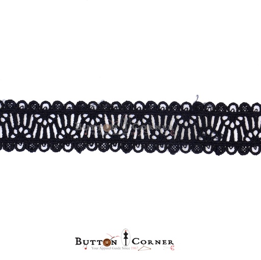 [D13278 BLACK] Double Side Border Shuttle Lace