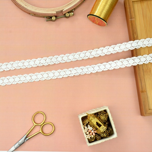 [CRL367 WHITE] Double Side Border Crochet Lace