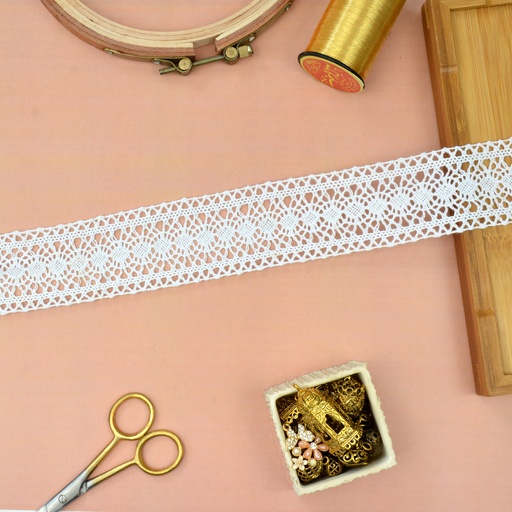 [CRL368 WHITE] Double Side Border Crochet Lace
