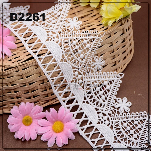 [D2261 WHITE] Shuttle One Side Border Lace