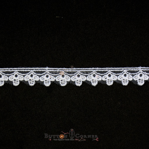 [60290-1 WHITE] One Side Border Embroidery Net Lace