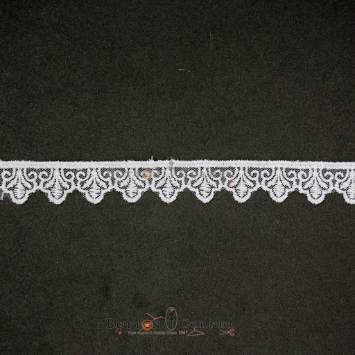 [60250 WHITE] One Side Border Embroidery Net Lace
