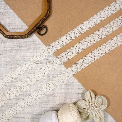 [CRL374 CREAM] Double Side Border Crochet Lace