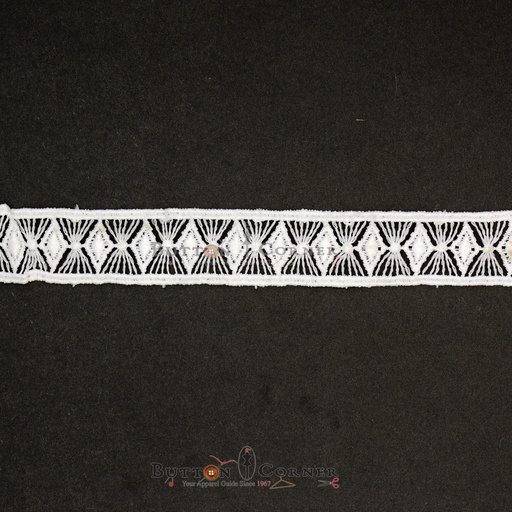 [D13379 WHITE] Double Side Border Shuttle Lace