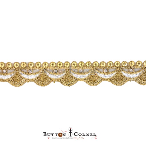 [FANL974 GOLD SILVER] Fancy Sequence Gota Lace