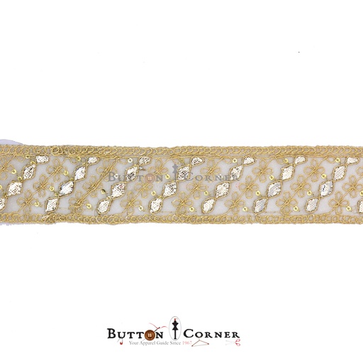 [FANL990 GOLD SILVER] Fancy Sequence Gota Lace