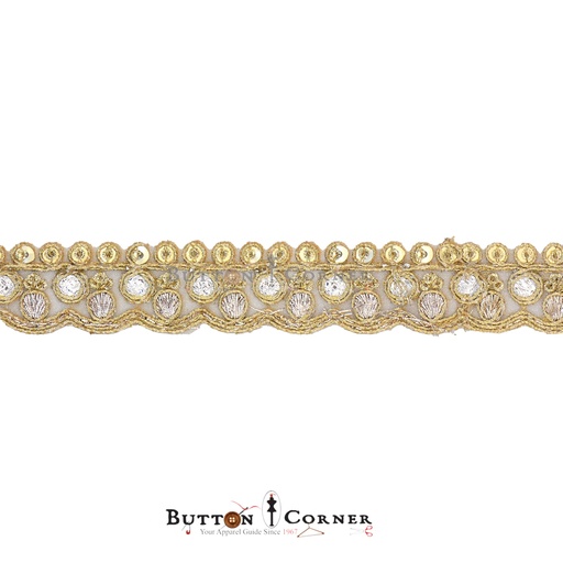 [FANL977 GOLD SILVER] Fancy Sequence Gota Lace