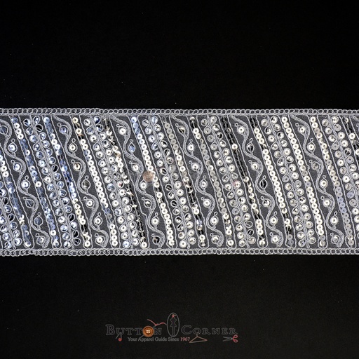 [FANL982 SILVER] Fancy Sequence Gota Lace