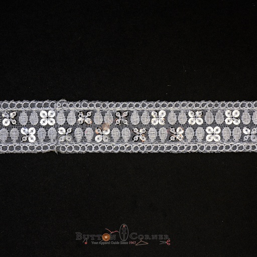 [FANL983 SILVER] Fancy Sequence Gota Lace