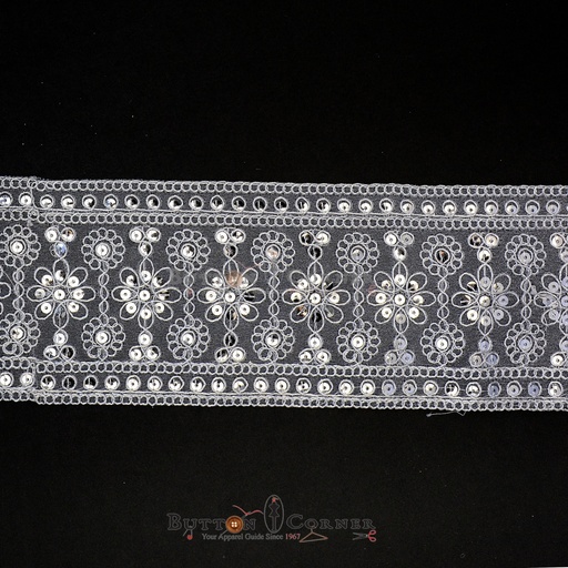 [FANL986 SILVER] Fancy Sequence Gota Lace