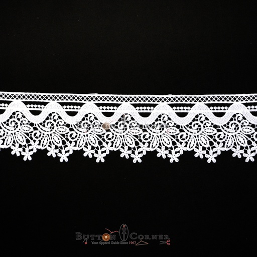 [83388 WHITE] One Side Border Shuttle Lace
