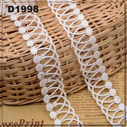 [D1998 WHITE] One Side Border Shuttle Lace